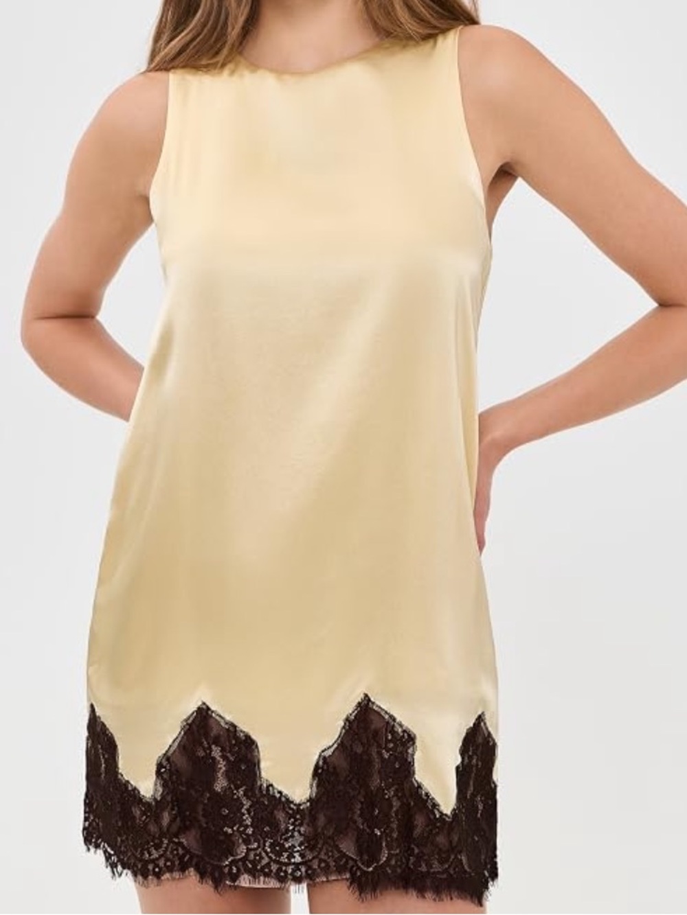 Reformation jessalyn Slip Dress Black Lace Hem in blonde NWT holiday party chic